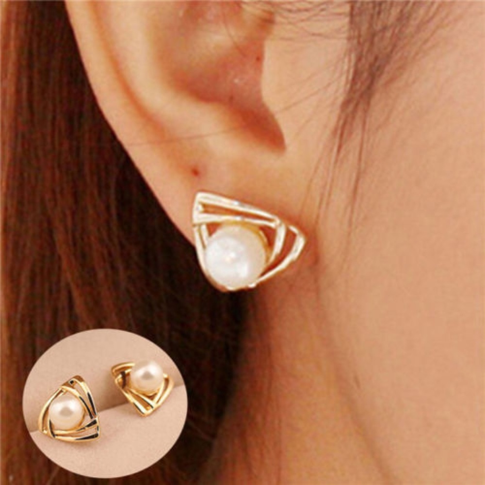 COPY - Pearl and Yellow gold filled pierced earrings